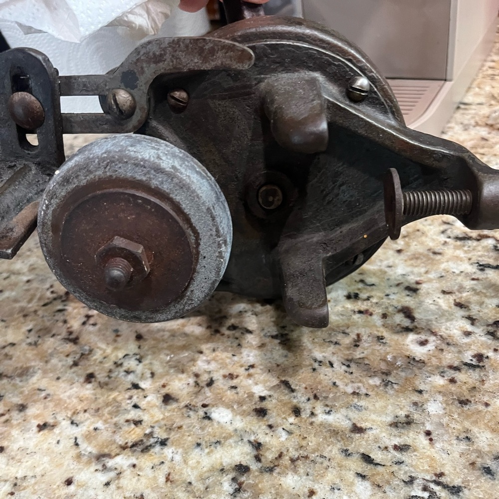 Antique mechanical hand crank knife sharpener